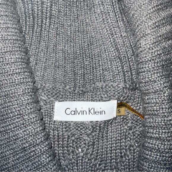 Calvin Klein Gray Cable Knit Shift Sweater Dress S Winter Cozycore Corporate - Picture 9 of 11